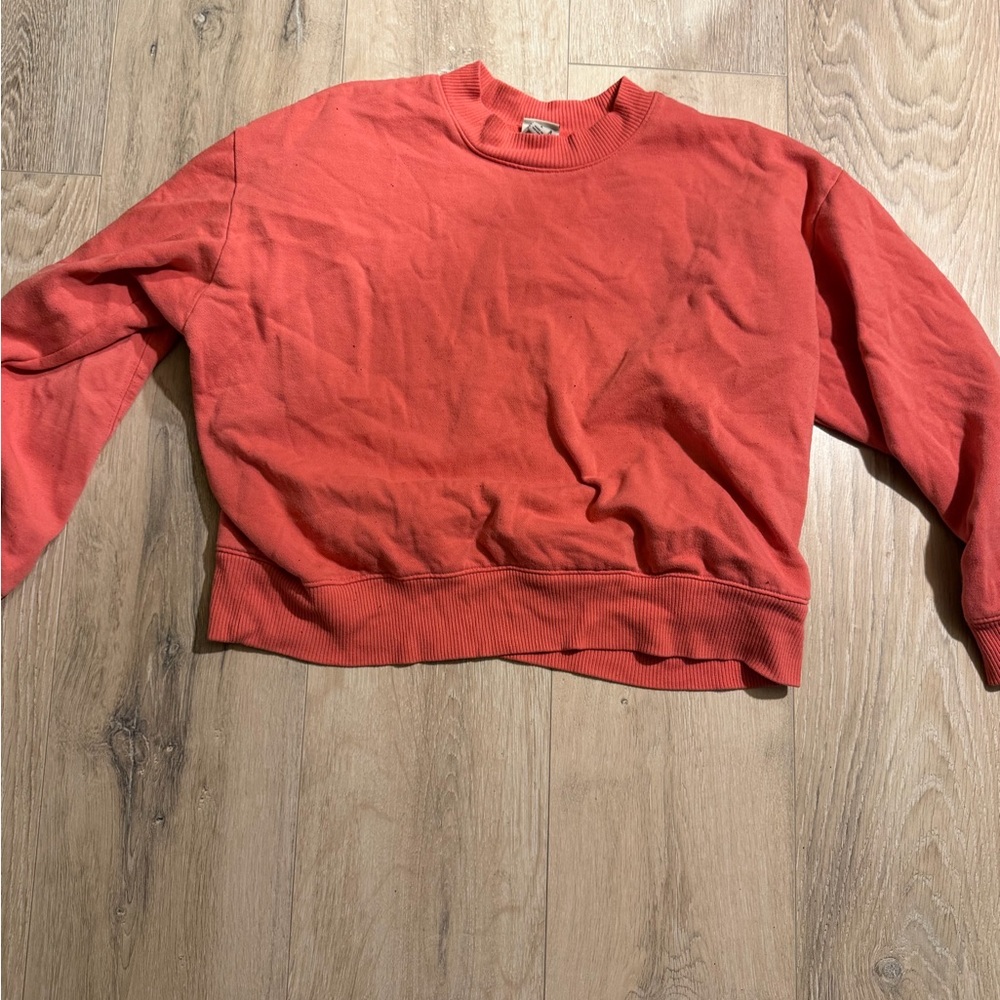 A New Day Cropped Crew Neck‎ Sweatshirt in Coral